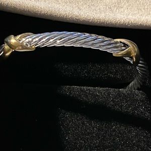 David Yurman Double X Bracelet with 14k Gold 5mm, Size Medium